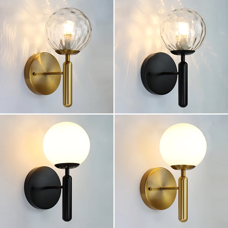 Modern Glass Lampshade Wall Lamps Bedroom Bedside Sofa Background Wall Interior Sconces Entrance Bedroom Closet Luminary