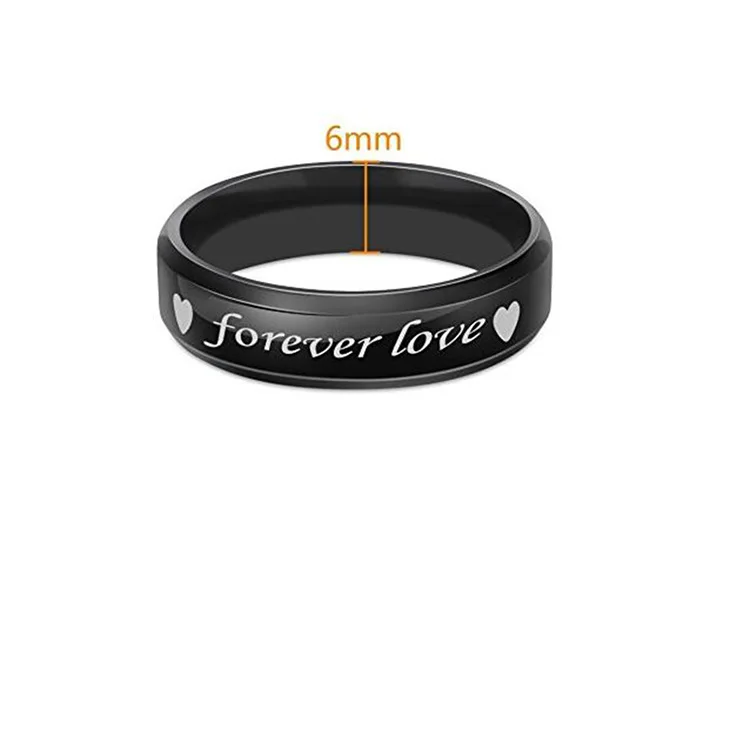 Нержавеющая сталь кольцо печи покрытием черный и белый с узором Forever LOVE COUPLE'S кольцо алиэкспресс Лидер продаж настраиваемый