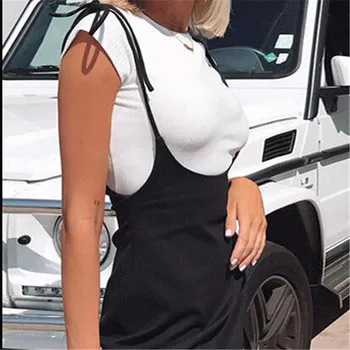 

Summer Skirts Women Short Mini Pencil Skirt Kawaii Girl Preppy Style High Waist Solid Black Stretch Suspender Skirts