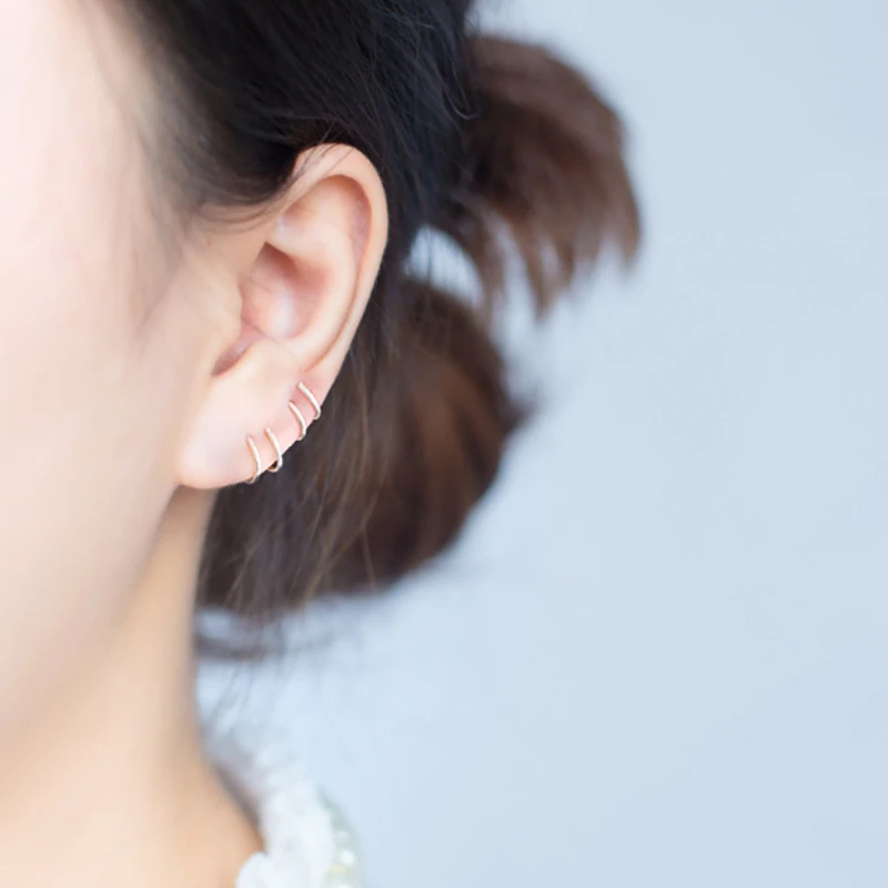 

2019 Real New Arrival Oorbellen Earrings Aros 925 Sterling Simple Ear Hoop Earrings For Women Mini Small Buckle Round Circle
