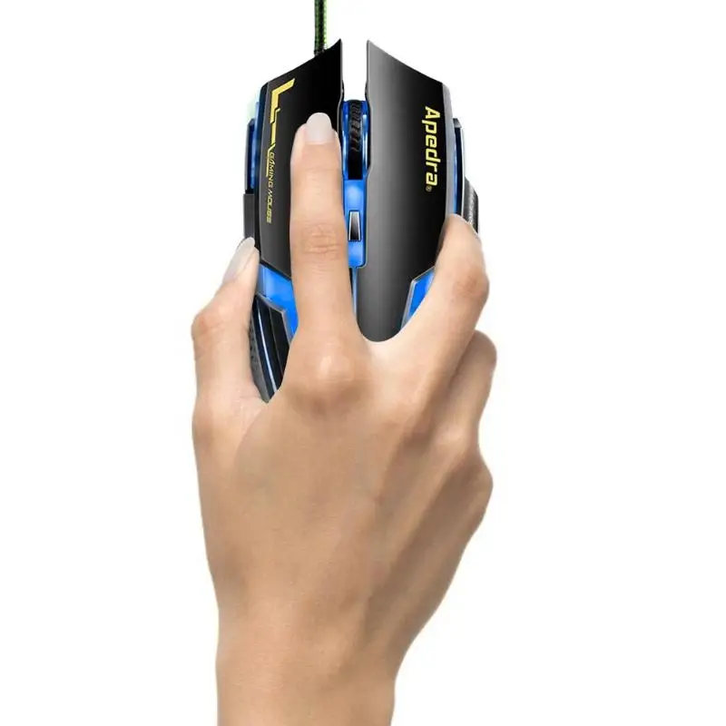 Apedra A9, USB Проводная игровая мышь, 6 кнопок, 3200 dpi, GRB, оптическая игровая мышь для компьютера, ПК, ноутбука, настольного компьютера, ноутбука, игр