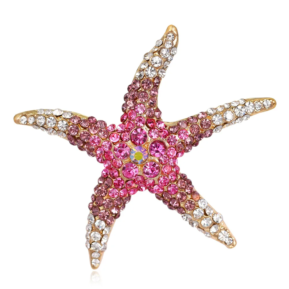 

New Style Inlaid Man-made Diamond Cute Multi-color Starfish Brooch Fashion And Personality Star Corsage