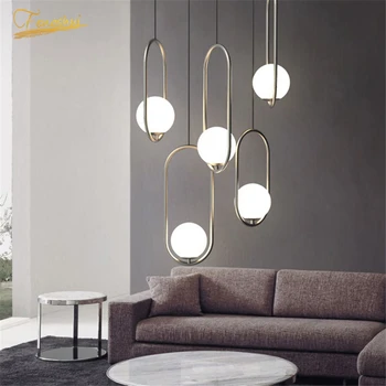 

Modern Glass Ball Pendant Lights Lighting LED Pendant Lamp Nordic Glossy Suspension Pendant Lamp Attic Living Room Hanging Lamp