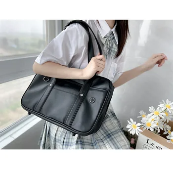 

NEW Japanese JK Uniform Shoulder Bags Cosplay Bag PU Soft leather Handbag Lolita Girl School Student Anime Simple Shoulder Bag