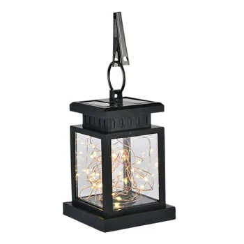 

ELEG-Outdoor Garden Solar Powered Hanging LED String Lights Flickering Candle Lantern Lamp for Garden Decorative