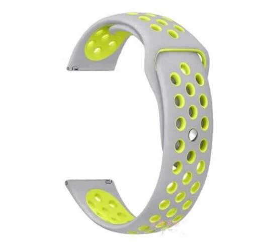 silver yellow 18 20 22 ремешок для samsung Galaxy watch 42 46 active s2 s3 huawei watch 2 GT pebble time Ticwatch 1 2 E Pro силиконовый спортивный ремешок - Цвет ремешка: silver yellow