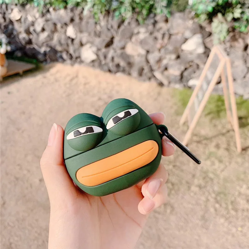 3D силиконовый чехол Charlie коричневого цвета для Airpods Pro, милый чехол для наушников с Bluetooth для Airpod Pro, чехол для Air Pods Pro с брелоком - Цвет: Sad frog
