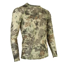 Нейлоновая камуфляжная футболка с длинным рукавом быстросохнущая плотная футболка с круглым вырезом для охоты, альпинизма, рыбалки, кемпинга, тренировок