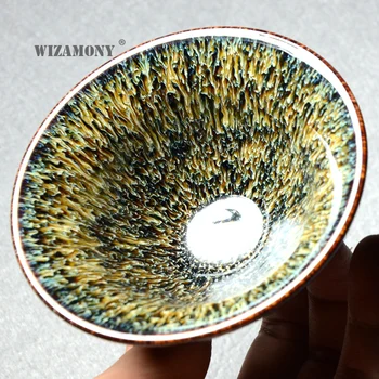 

HOT!!!!WIZAMONY New 1PCS jingdezhen Heaven Eyes tea red glaze Chinese Porcelain Traditional Skill Gentle Teacup Tea Set Bowl