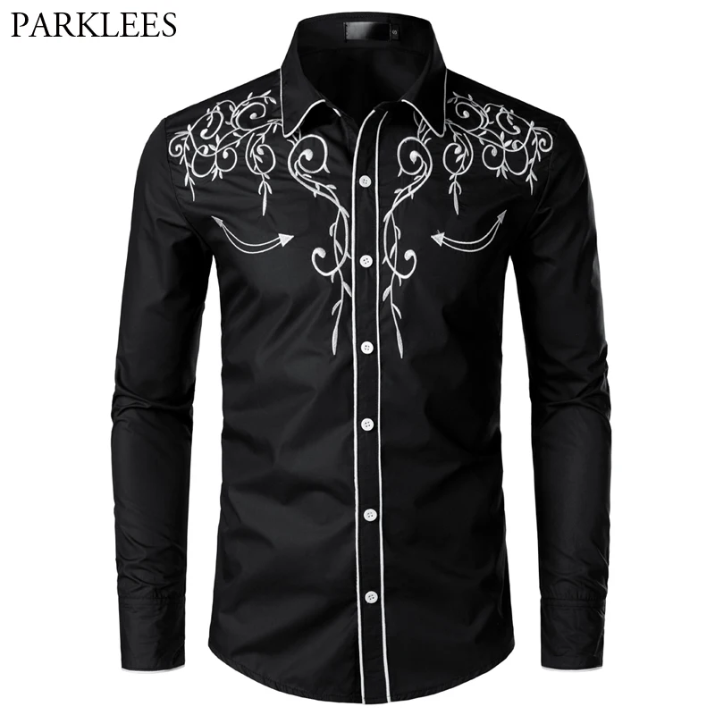 Camisa Vaquera Occidental Con Bordado De Manga Larga, Estilo Vintage Y Hippie, Para Disfraz Del Oeste, Trabajo O Fiesta