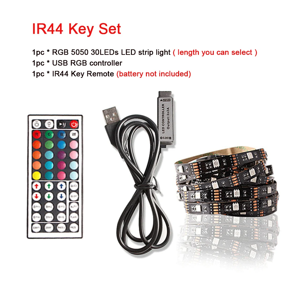 USB Светодиодная лента e RGB SMD 5050 5V Водонепроницаемая музыка Bluetooth Светодиодная лента Fita Tira usb-лента лента ТВ подсветка Flex освещение - Испускаемый цвет: IR44 Key Set