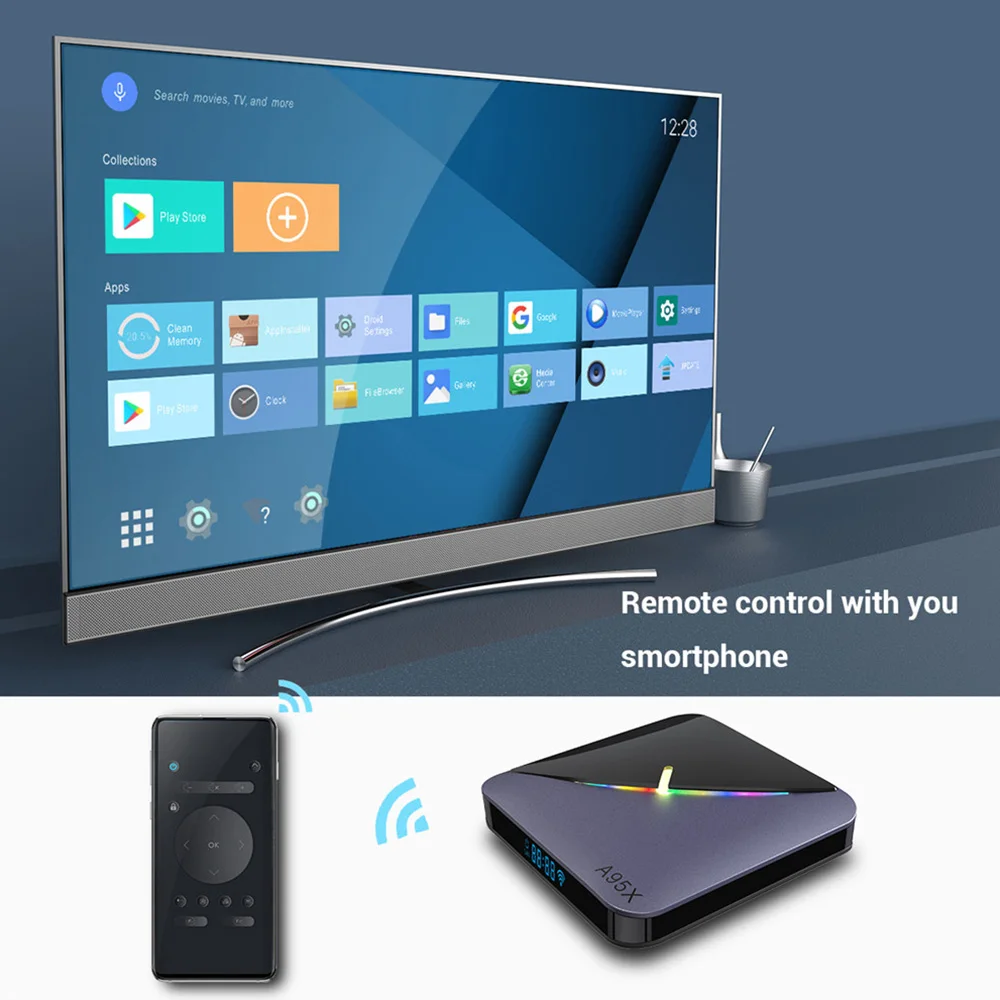 A95X F3 Air RGB светильник Smart tv Box Android 9,0 Amlogic S905X3 4 Гб 64 Гб Wifi 4K 60 кадров в секунду медиаплеер 2 Гб 16 Гб телеприставка