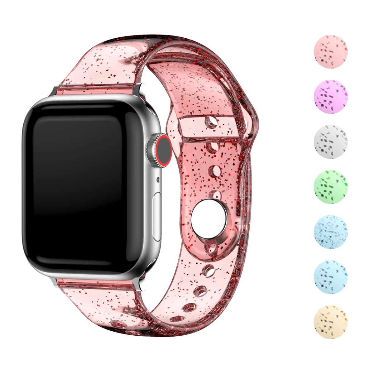 Soft Silicone Bands for Apple Watch Strap 45mm 41mm 44mm 40mm42mm38mm Glitter Women Sports Wristband for iWatch 7/6/5/4/3/2/1/SE