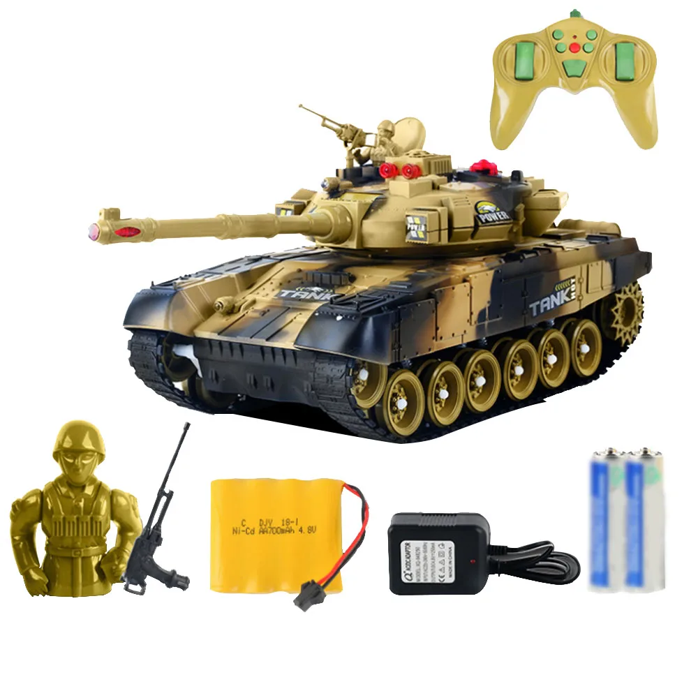 Радиоуправляемый Военный радиоприемник, камуфляжный Тактический автомобиль, основной боевой военный основной боевой танк, модель звукового отката, электронные игрушки для мальчиков - Цвет: Brown 33cm