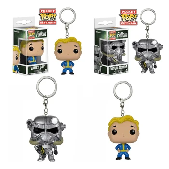 

FUNKO POP Fallout Theme Pocket POP Power Armor Vault Boy Keychain Vinyl Action Figure Collection Model Toys For Children Gift