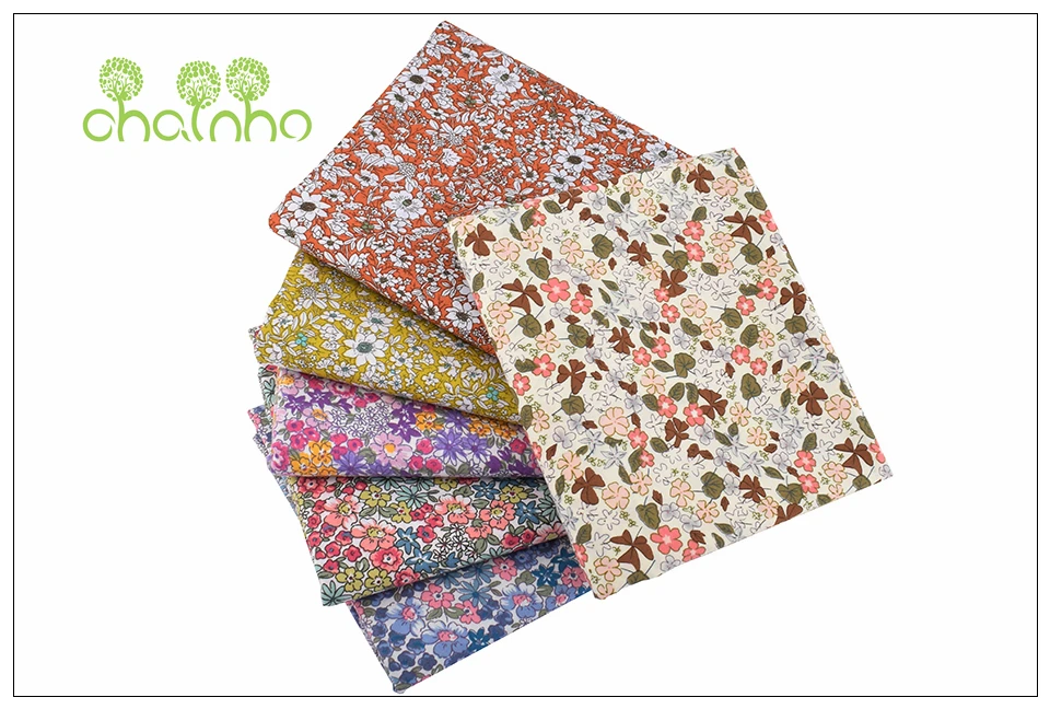 Chainho, Цветочная серия, простая хлопковая ткань с принтом, сделай сам, стеганый и швейный поплин материал для платья для малышей и детей, рубашка, юбка, 100x145 см