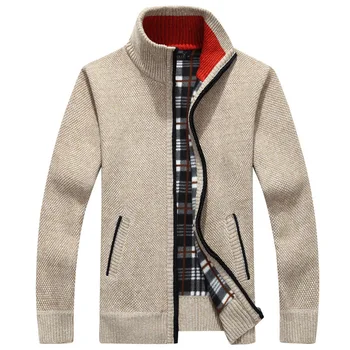 

High quality spring autumn wool jacket for men with knitted zipper Casual tight wool sweatshirts long cotton coat for men SA-8