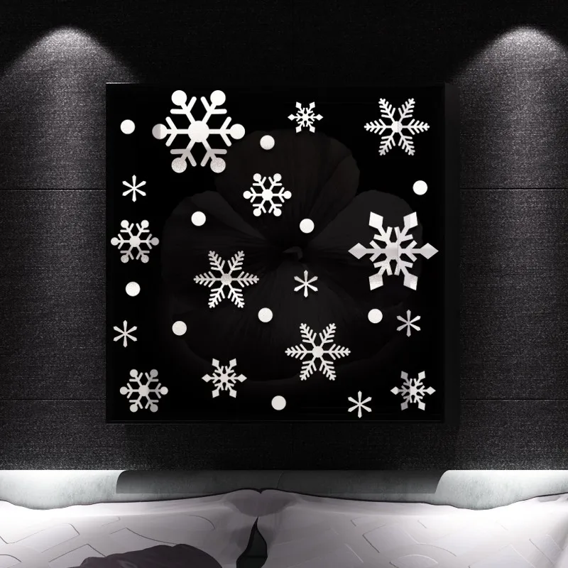 GoldSilver Snowflake Christmas Wall Sticker Home Decoration Christmas Gift Mirror Stickers Muraux Pour Enfants Chambres 30SEP27 (6)