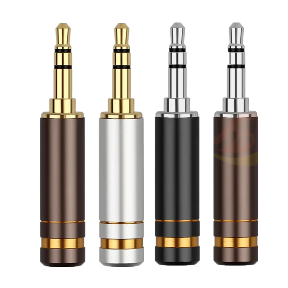 10pcs 3 5MM Audio Jack Gold Rhodium Plated Headphone Connector 3 5mm Solder Male DIY Minijack 3 5MM Plug 3 Polos Stereo Adapter