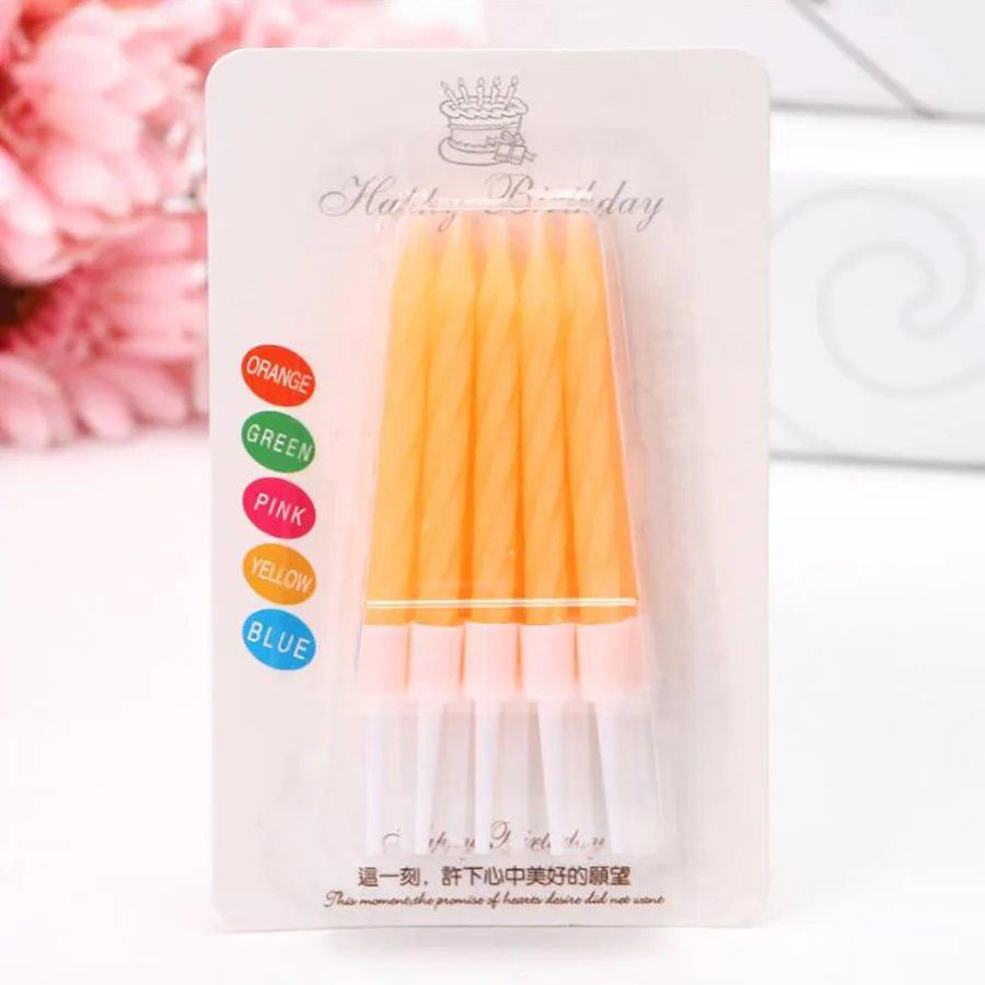 Orange 10 шт./лот Coloful свечи рождения День рождения свечи торт украшения Baby Shower мальчик девочка первые День рождения для детей Dec - Цвет: Orange