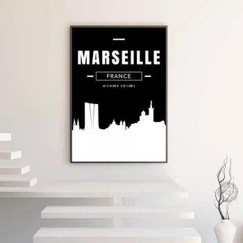 

Marseille Skyline City Map Poster Canvas Print Home Decor No Frame