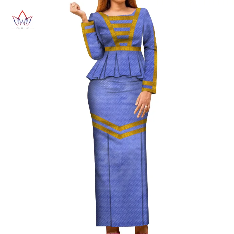 African Jacquard Women Clothing Bazin Rich Top and Skirt Sets Plus Size 7XL African Clothing 2 Pieces Skirt Set  WY7982 african wear