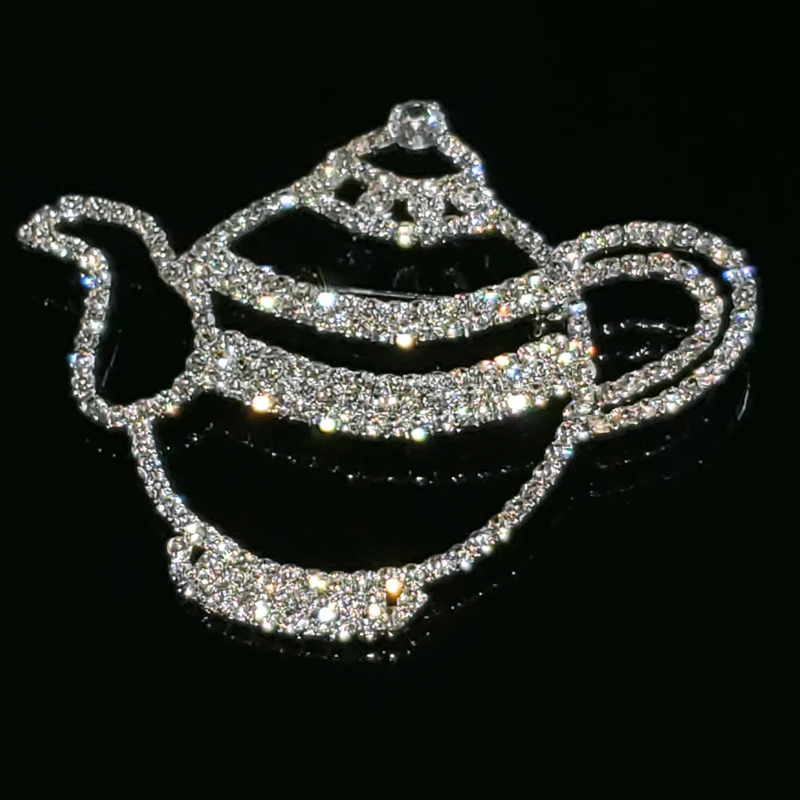 

Fancy Design of Handmade Bling-bling "Teapot" Lapel Pin Unique Gift for Ladies' Fashion Brooch Jewelry&Accessories Wholesale