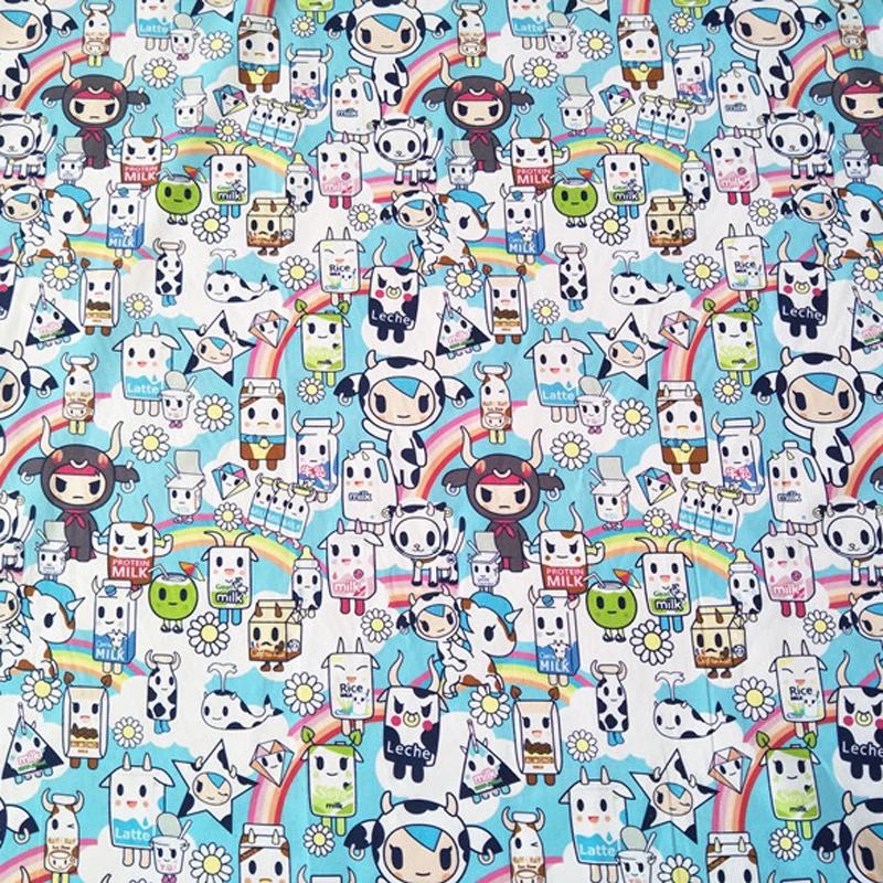 Cartoon Japanese Anime Lovely Cows Cotton Fabric Patchwork Thick Cushion Cover Quilting Sewing Handmade Material | Дом и сад