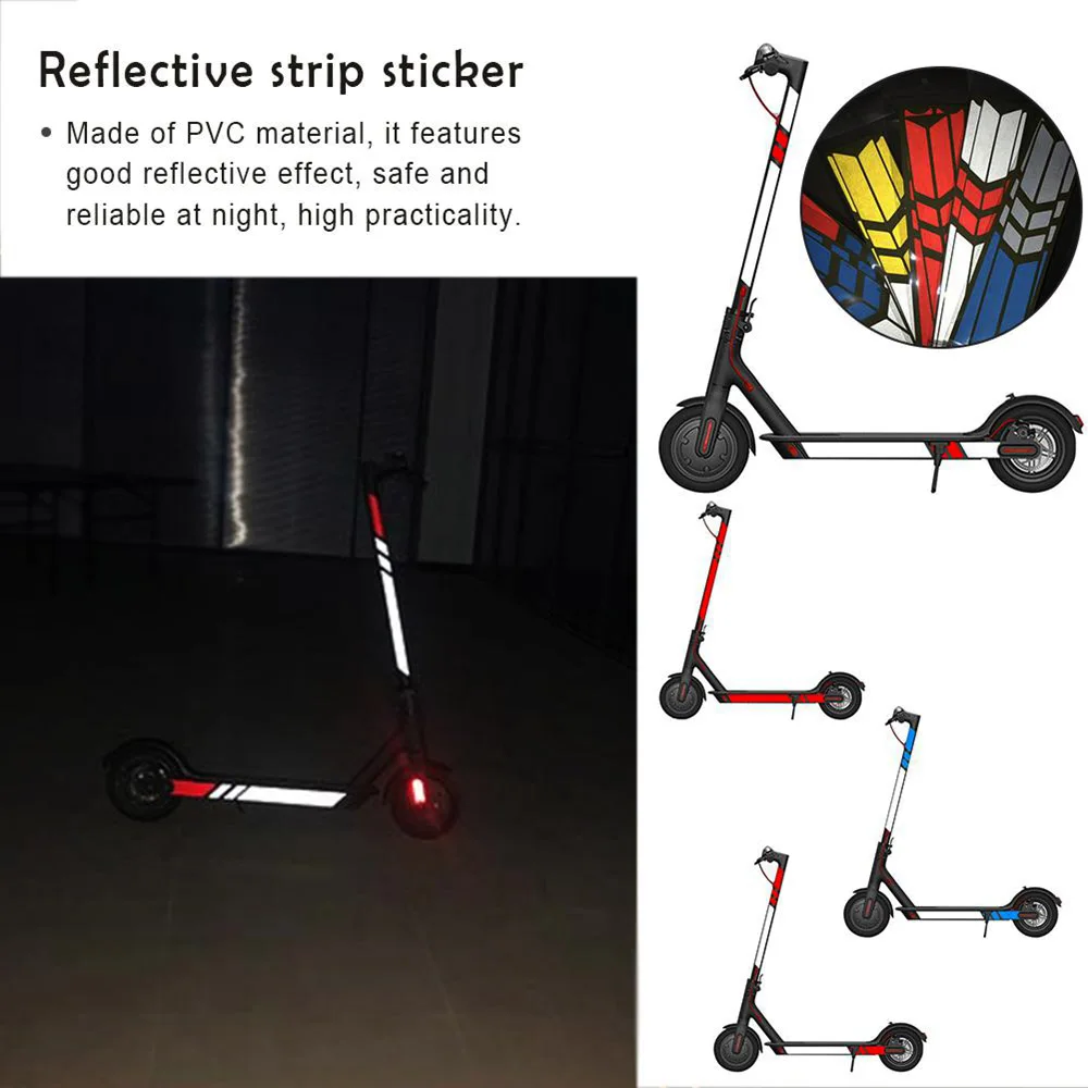 1 Set 20 Colors Reflective Styling Warning Strip Stickers Safety Decals For Xiaomi Mijia M365 Electric Scooter Skateboard Parts