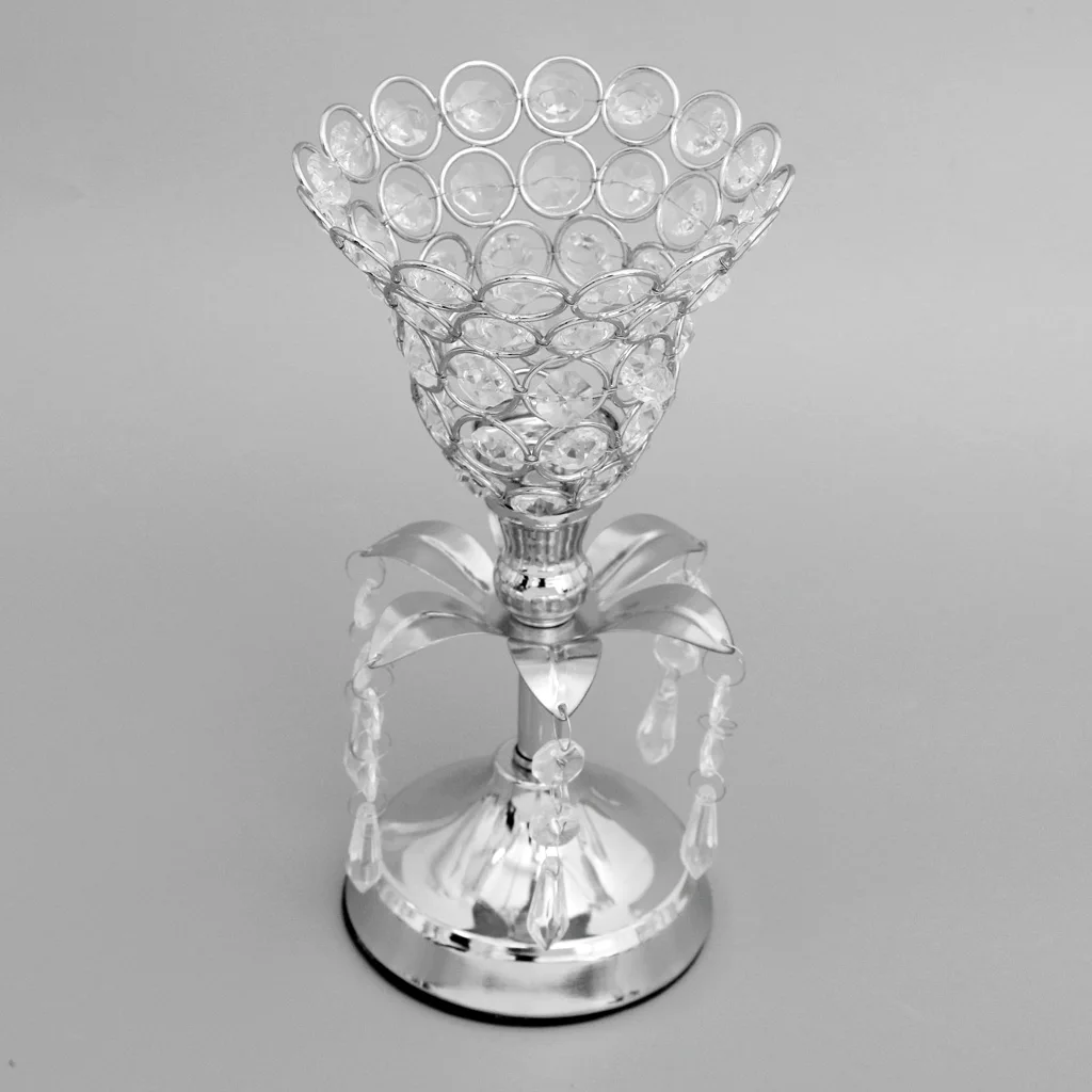 Flower Shaped Crystal Tea Light Candle Holder DIY Wedding Banquet Decor