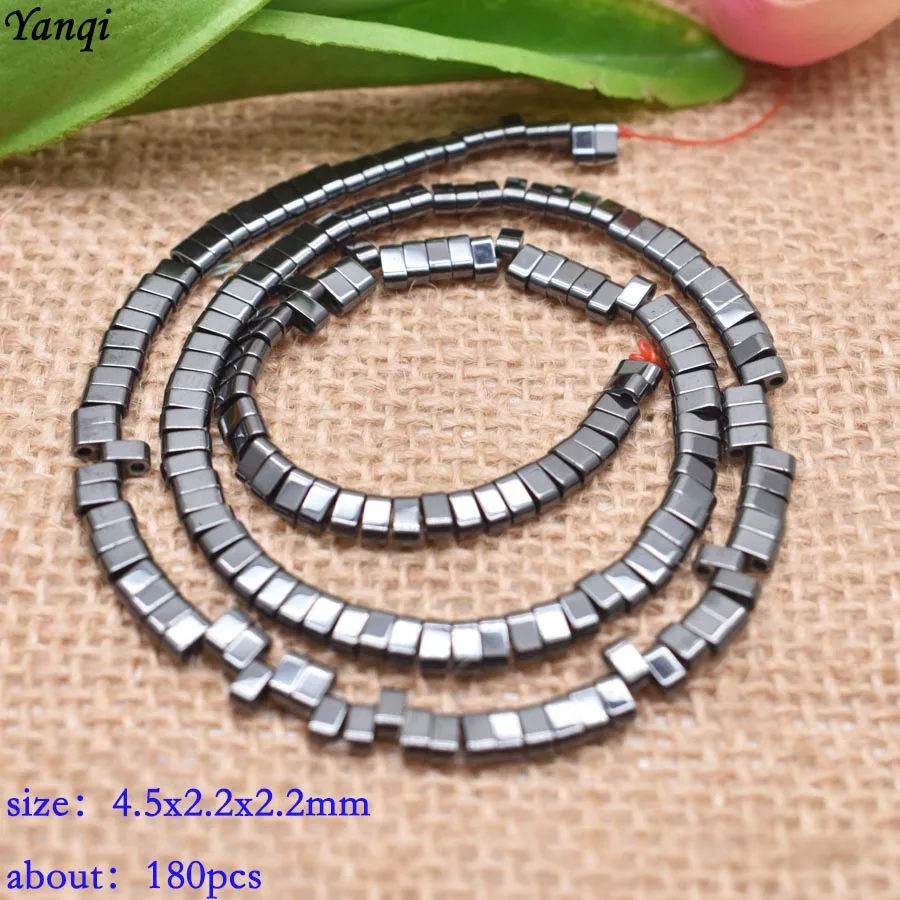 New Two Holes natural stone beads hematite black mineral beads accessories square spacer beads for jewelry making DIY Bracelets