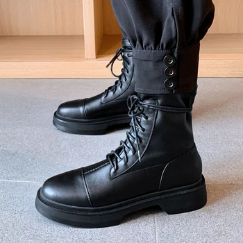 

Brand New INS Hot Sale Genuine Leather Chic Cosy Shoelaces Cool Ankle Boot Stylish Winter Shoes Boots Women