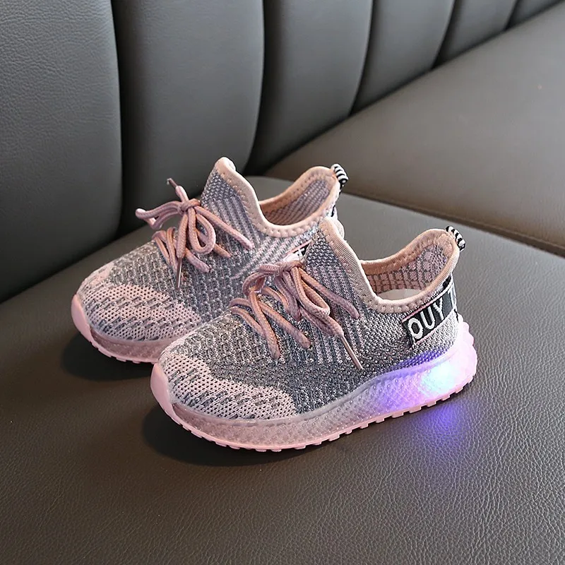 Kids Sneaker Lights Autumn Outdoor Kids Sneakers Boy Lightweight Shoes Boy Shoes with Light Little Girls Sneakers Led Shoes - Цвет: pink