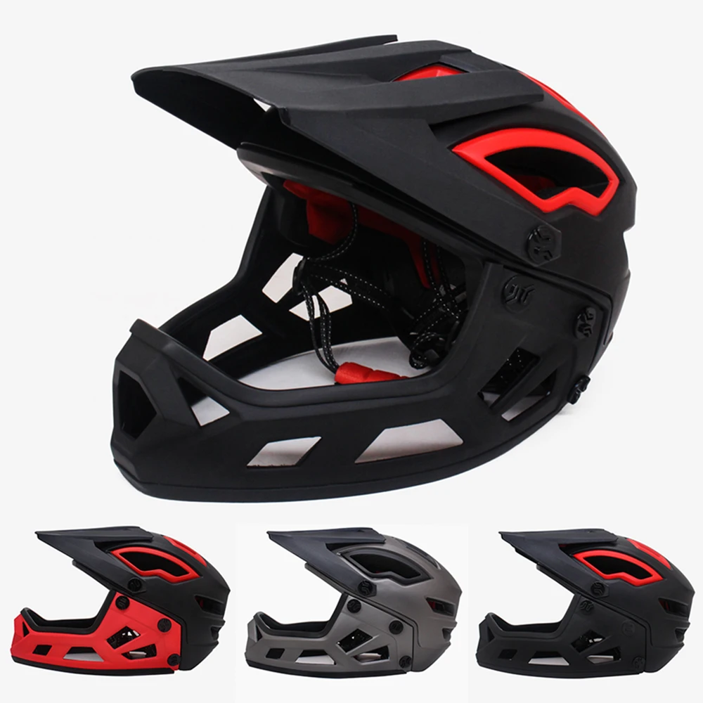 

Full Face MTB Helmet Cycling Integral Mountain Bike Helmet sun visor DH Downhill Helmet Red Off-road Motorcycle Helmet For Adult