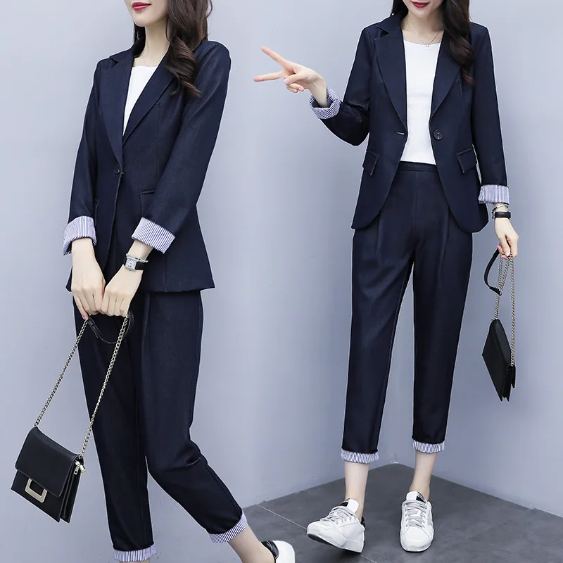 

Online Celebrity Small Suit Two-Piece Women's 2019 Autumn New Style Korean-style Casual Wear Elegant Goddess-Style Set Fashion