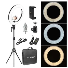 Zomei 18 inch LED Ring Light Dimmable Photographic Lighting Studio Video light 3200-5600K for phone Makeup Live Youtube portrait