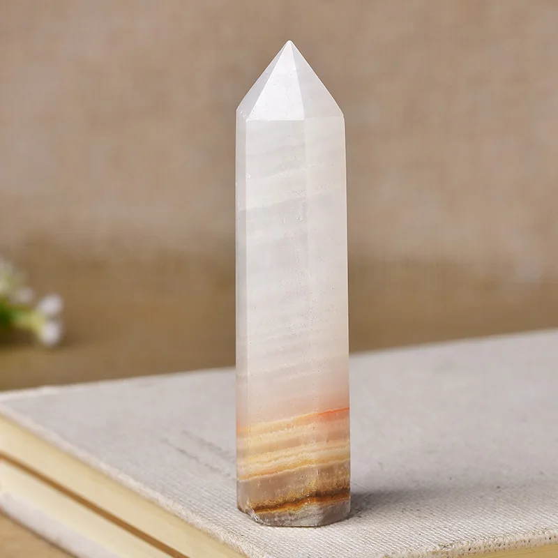 1pc Natural Crystal Point Afghan White Jade Healing Obelisk Quartz Wand Ornament for Home Decor Reiki Energy Stone Pyramid gift 2