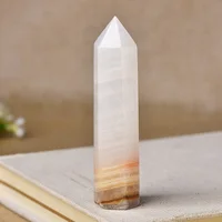 1pc Natural Crystal Point Afghan White Jade Healing Obelisk Quartz Wand Ornament for Home Decor Reiki Energy Stone Pyramid gift 2