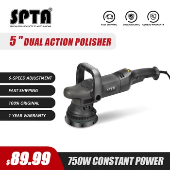

SPTA 5inch 750W Dual Action Polisher Orbit 15mm Auto Polisher DA Car Polisher Home DIY Polisher with Waxing Polishing Pads Set
