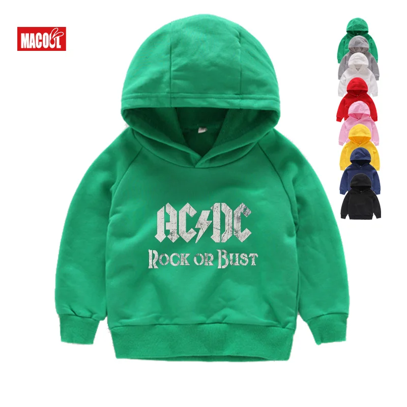 Детские толстовки с капюшоном группа AC/DC рок зима длинный рукав Acdc Графический тяжелый металл топы тройник Детские толстовки