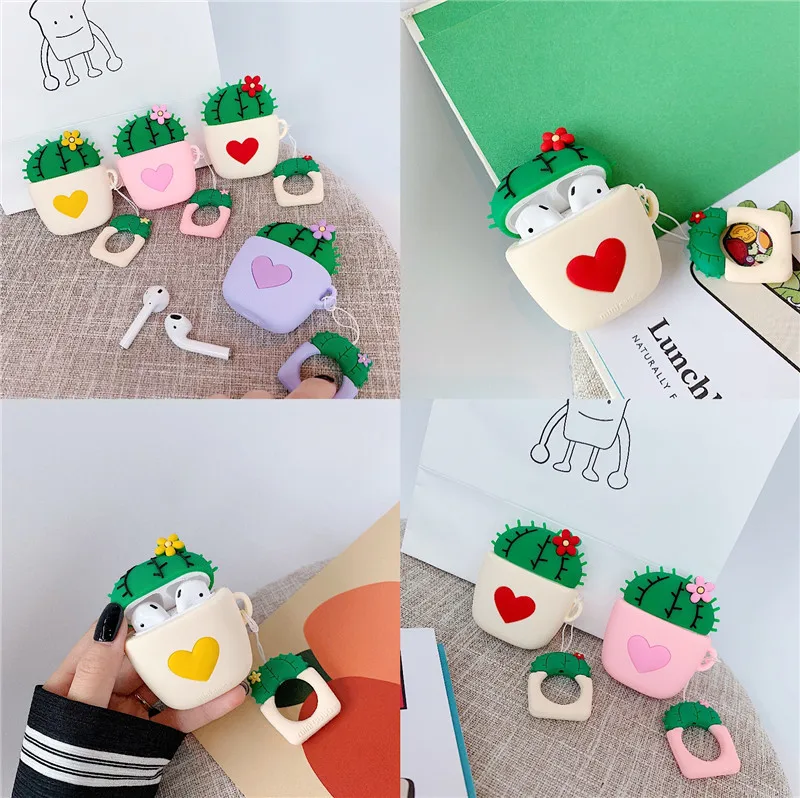 

Love cactus for airpods earphone cover cute for Airpods2 protective cover silicone anti-drop cover