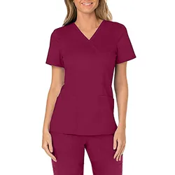 Fashion Nurse Uniforms Women Plus Size Short Sleeve V-neck Tops Working Uniform Solid Pocket Blouse Blusas Mujer De Moda 2021