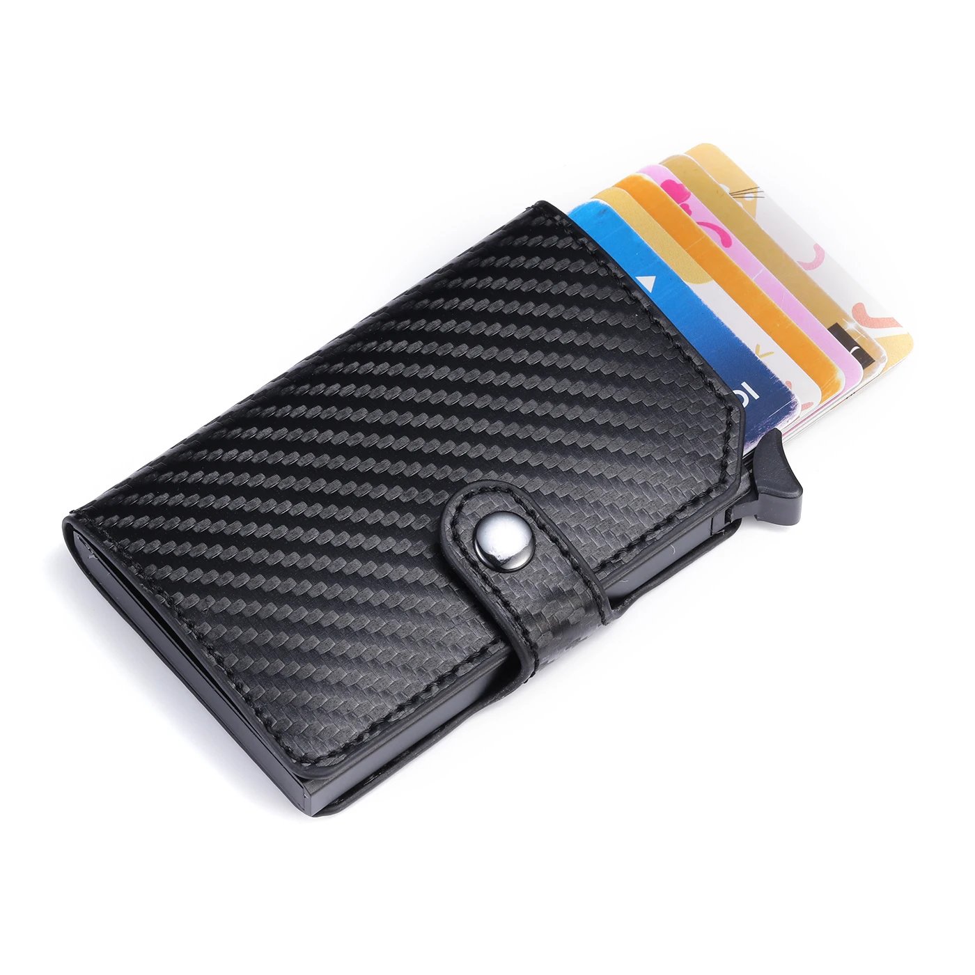 BISI GORO RFID минималистичный банковский держатель для карт Противоугонный металлический алюминиевый кошелек мини для мужчин и женщин черный бизнес чехол для кредитных карт - Цвет: X-56 Tanxian Black
