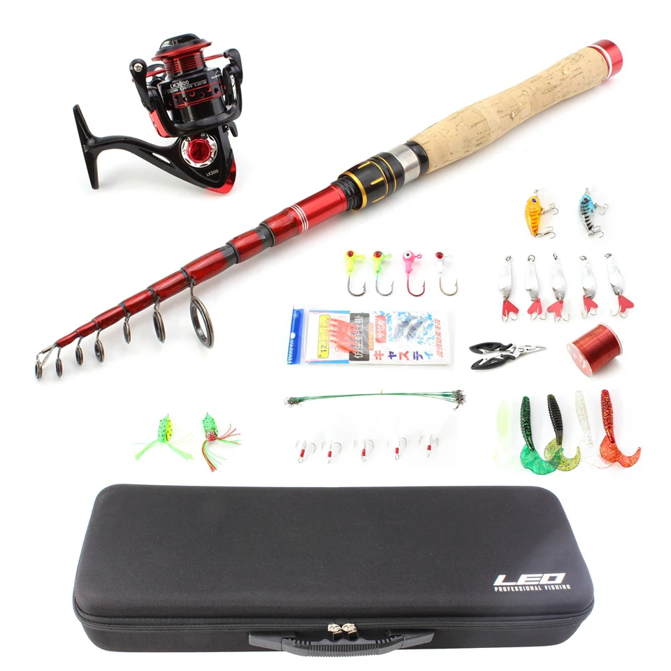 

NEW Lure rod 1.6M 1.8M 2.1M 2.4m 2.7M Portable Telescopic Short Fishing Rod and reel Set bag bait line And fishing accessories