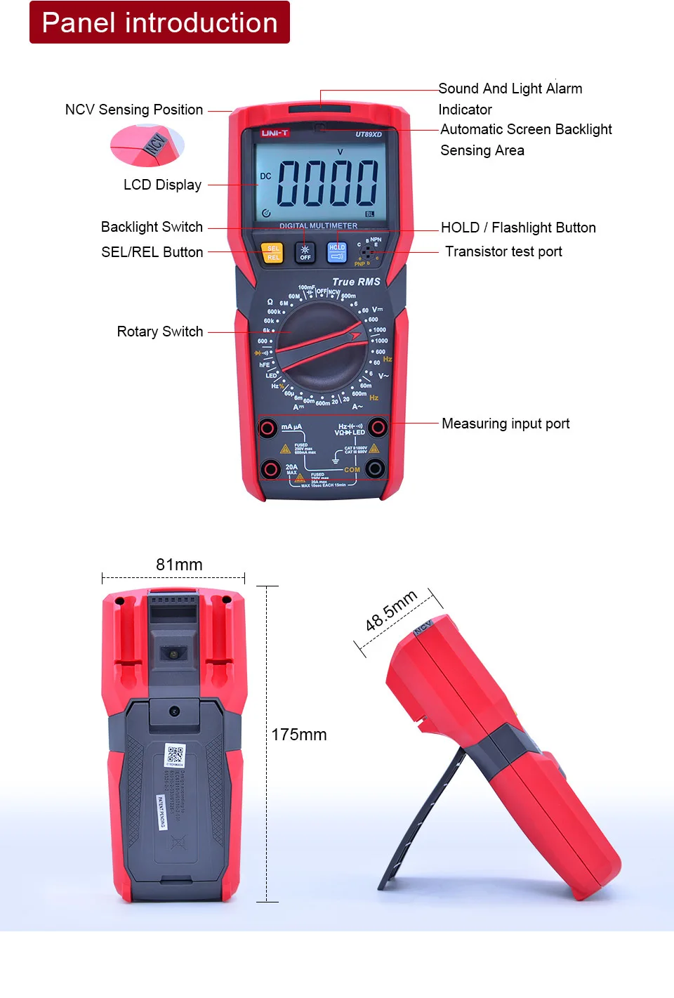 True RMS цифровой мультиметр UNI-T UT89XD AC DC Напряжение измеритель тока Емкость Сопротивление частоты тестер Диод/НТС/светодиодный тест