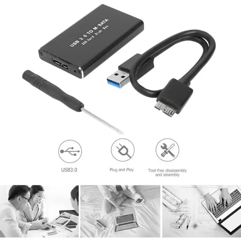 Мини USB 3,0 для mSATA HDD Box SSD жесткий диск адаптер чехол жесткий диск HDD корпус алюминиевый сплав внешний жесткий диск чехол