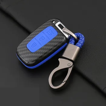 

Carbon Fiber silicone car key case cover For Hyundai Solaris HB20 Veloster SR IX35 Accent Elantra i30 For KIA RIO K2 K3 Sportage