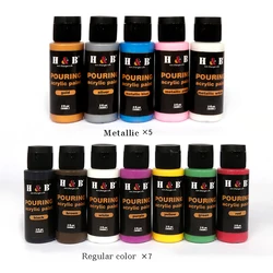12 Vivid Colors Acrylic Paint Set 60ml/1 fl.oz Each Bottle Non Toxic Rich Pigments Art Crafts Paint Supplies