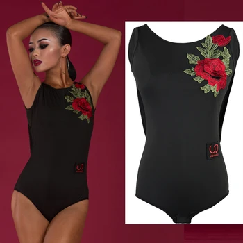 

Latin Dance Dress Women Dance Tops Black Leotard Gymnastics Clothing Salsa Dance Costume Competition Practice Dance Wear BI133