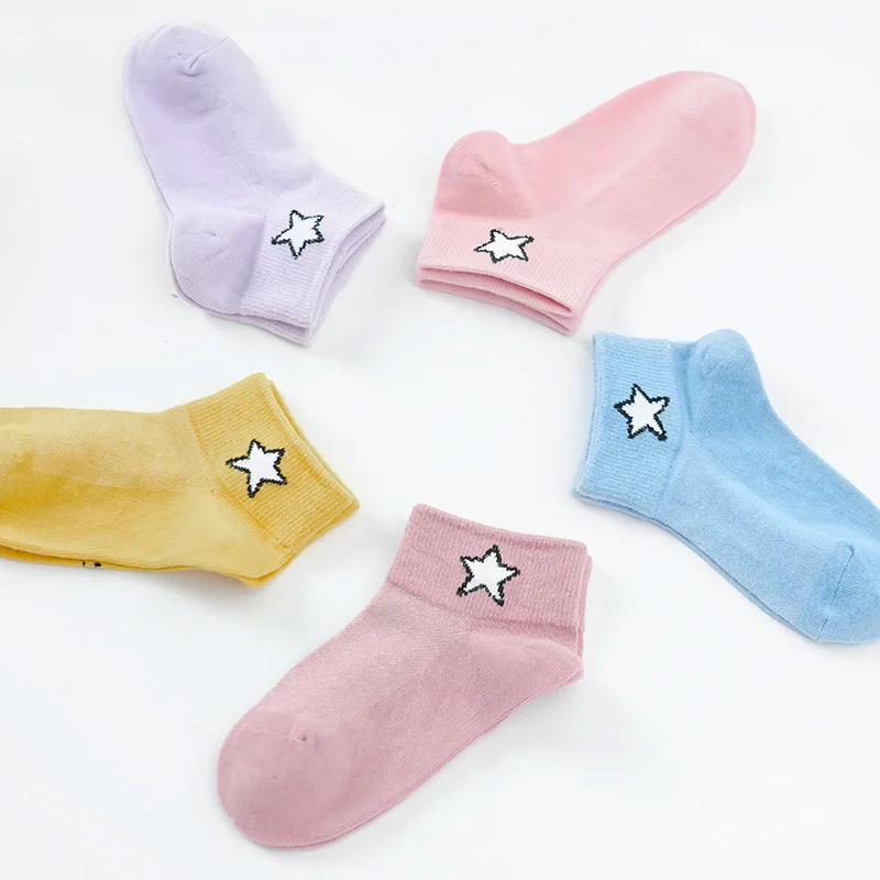 

2018 Spring And Summer Autumn New Style Pure Cotton Five-pointed Star Children Short Socks Mesh Breathable Men And Women Childre